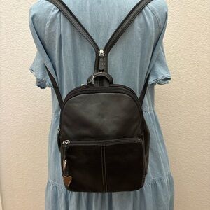 Vintage 1990s Leather Aurielle Black Mini Backpack NWT
